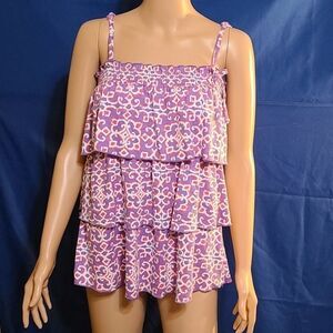 Joe Boxer 3 Tier Ruffle Purple Kaleidoscope Tub Top